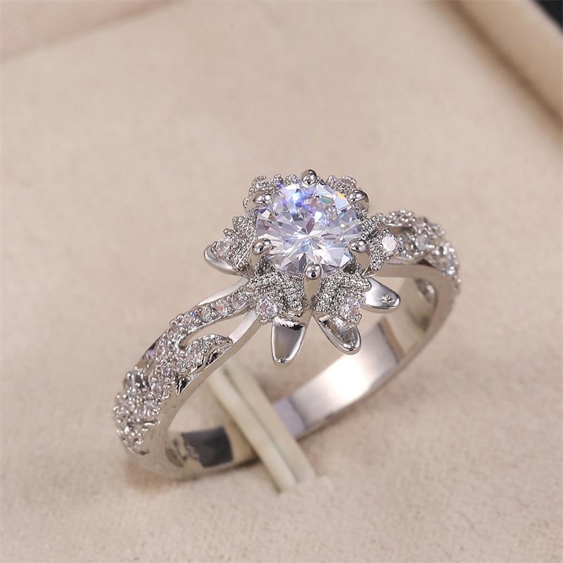 CAOSHI Romantic Snowflake Shape Wedding Rings for Women High Quality Brilliant Round Cubic Zirconia Delicate Love Jewelry Gift