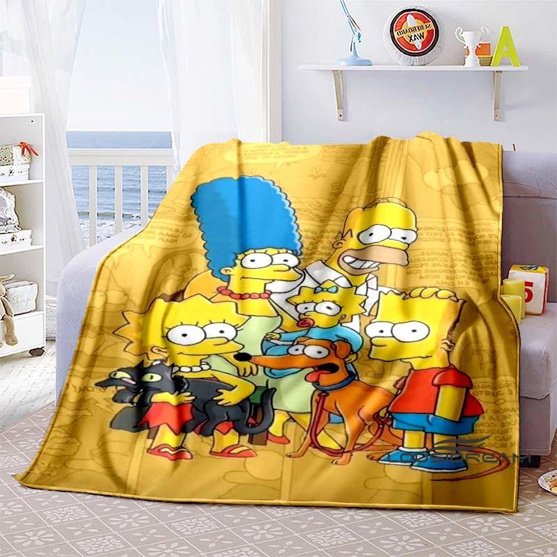 Kawaii Donut Pattern Blanket, The Simpsons Travel Flannel Blanket, Warm Blanket for Sofa Beds, Holiday Gift.