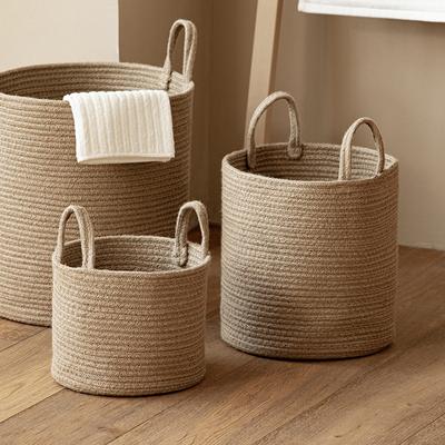 Cesta tejida hecha a mano para macetero, cesta decorativa para almacenamiento de ropa sucia, mimbre de paja, cesta de almacenamiento para maceta de jardín y algas marinas
