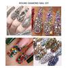 1 Set Round Nail Art Rhinestone Kit 12 Grids Assorted Size Decoration Fake Gems