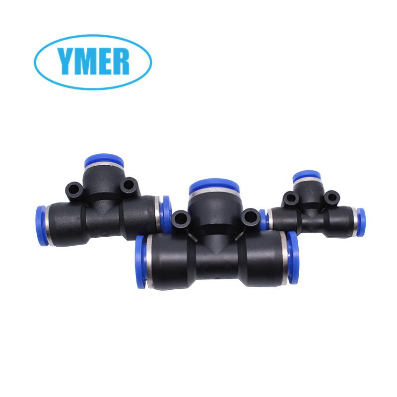 YMER T-Type PE10 Plastic Air Hose Quick Connector Tee Diameter 4mm