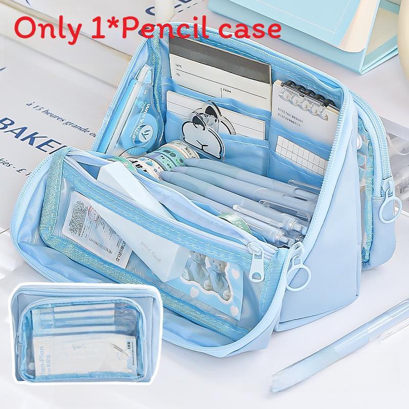 Canvas Multicompartment Pencil Case With Detachable Design For Students And School Use