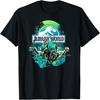 Jurassic World Blu Verde Giungla Velociraptor Attacco Maglietta Maglietta