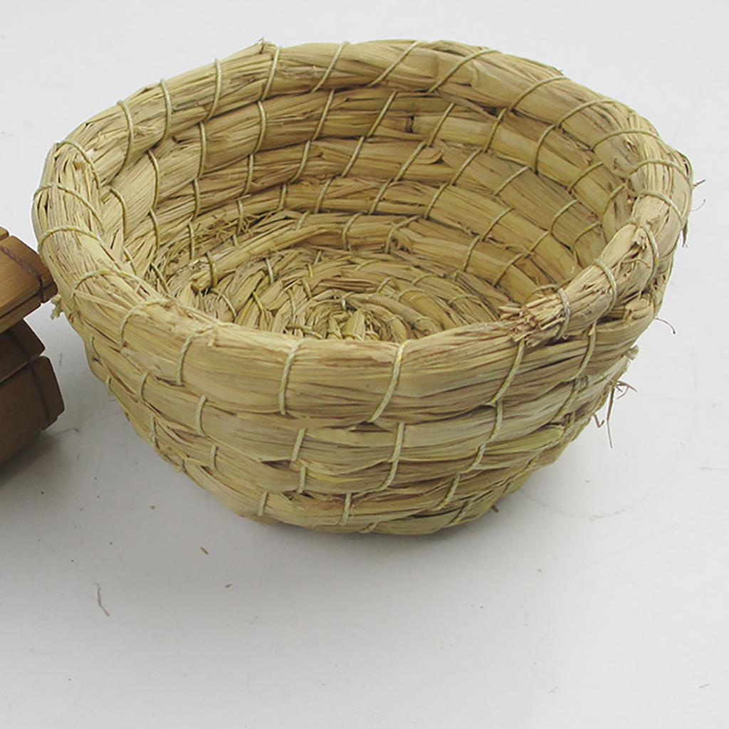 Handwoven Natural Straw Basket Durable Round Shape Storage Organizer for Home Office Kitchen Decorative Use