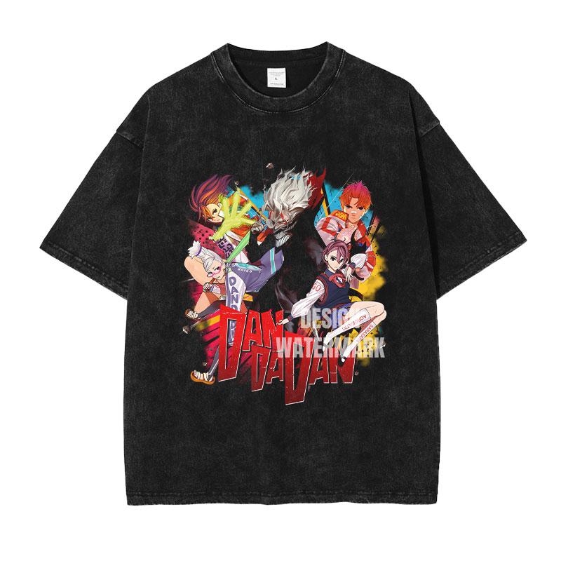 

Anime Takakura Ken T Shirts Oversized Vintage Washed Dan Da Dan Tshirt Manga Momo Aira Jin Rokuro Seiko Tops Tees Cotton S