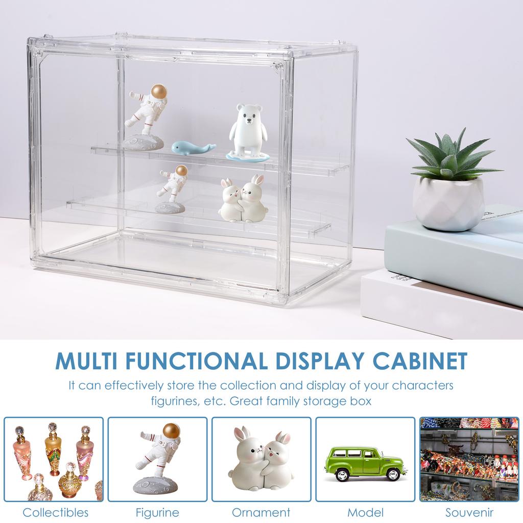 2Pcs Acrylic Display Stand Desktop Multipurpose 3 Tier Display Box Clear Showcase for Collectible Figures and Blind Box Toys