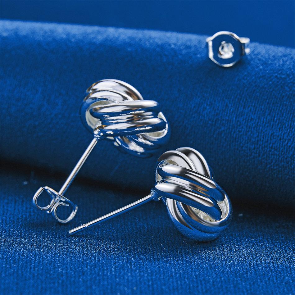 925 Sterling Silver Luxury Exquisite Twisted Stud Earrings for Women Fashion Gifts Jewelry Wedding Party Accessories