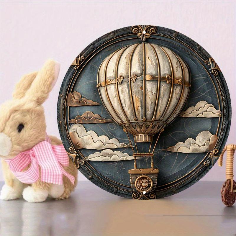 Wood Hot Air Balloon Wooden Sign, for Church Front Door Wall Hanging Decor Ideal, Home, Room, Farmhouse, Street, Shop, Garage, Bar, Garden, and Coffee