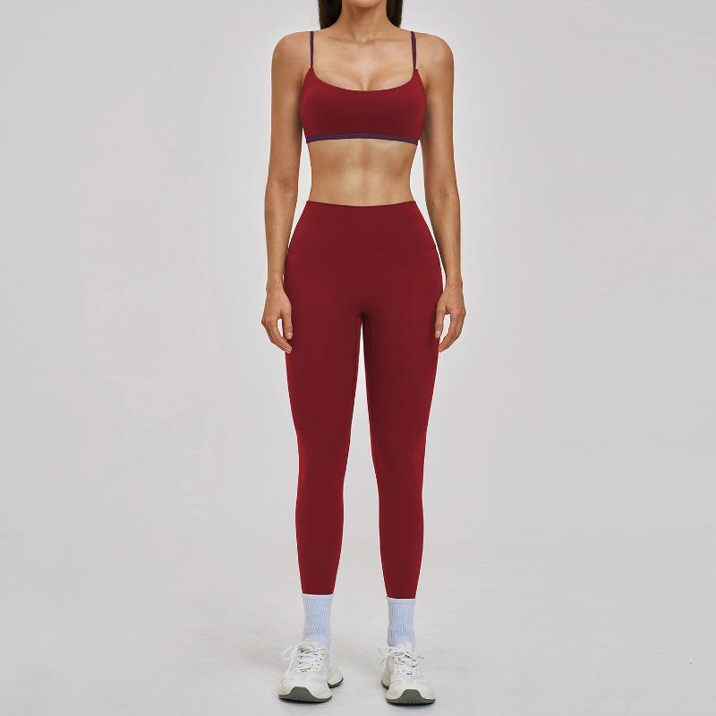 New nude yoga suit, thin shoulder strap, beautiful back sports suit, casual running fitness suit