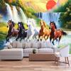 Running Horses Tapestry Galloping Wild Farm Animal Lifelike Running Desert Steed Lovely Painting Honor Grace Theme Wall Hanging