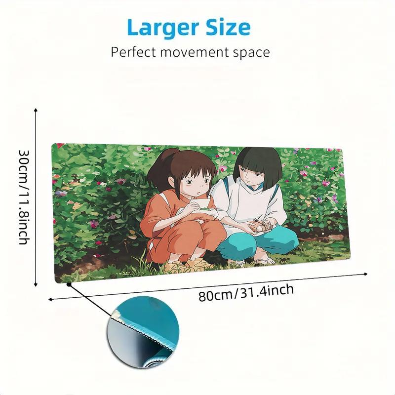 Spirited Away Print Cushion Non-slip Laptop Tablet Big Mousepad XXL Mat Mini PC Playmat With Lock edge
