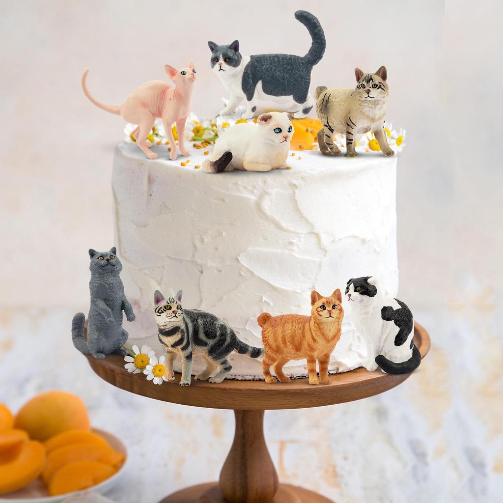 EYSCOTA CAT Animal Figure Plastic Animal Set for Kids Set, 12-Piece