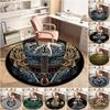 1Pc Viking Theme Printed Circular Carpet, Home Door Mat, Outdoor Travel Protection Carpet A6