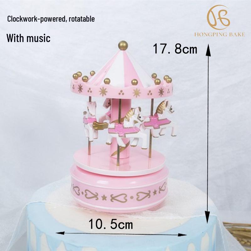 Christmas Carousel Cake Decoration Music Box - Perfect Gift for Girls & Creative Baking Ornament
