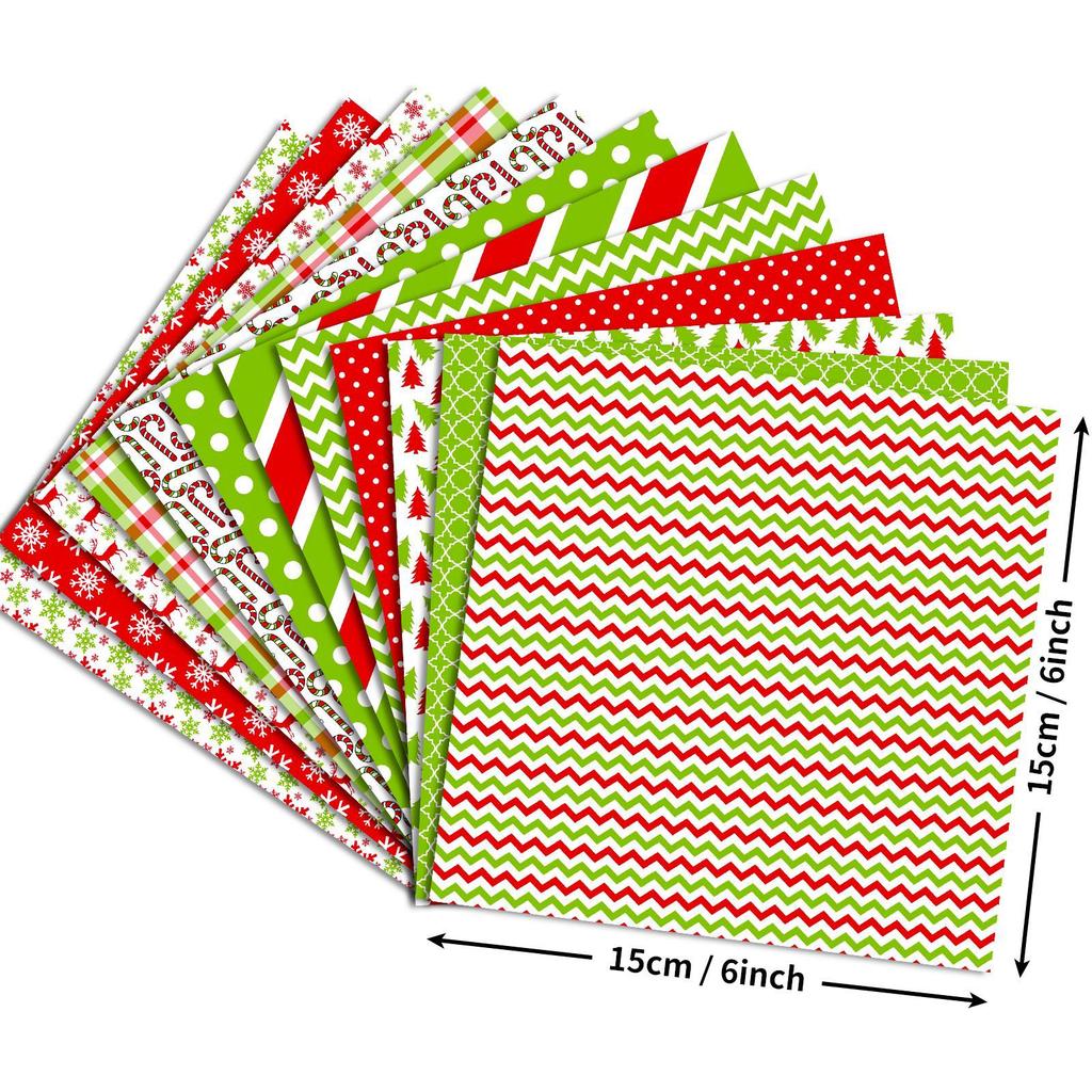 24pcs Christmas Halloween Scrapbook Paper Pads 6x6In Festival Packaging Decoration DIY Crafts Journaling Supplies Gift Wrapping