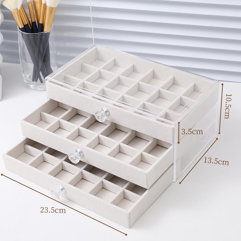 Velvet Jewelry Box with Anti-Oxidation, Transparent Acrylic Storage for Earrings, Necklaces, and Rings