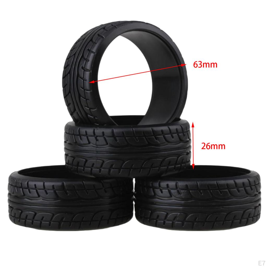4 Pieces 1/10 Wheel Tires Shockproof Lightweight Universal for HPI TT02