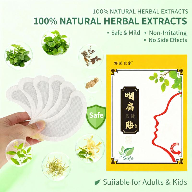 8 stk/eske Sår hals behandlingsplaster Lindre sår hals Tørrhet Kløe Kronisk faryngitt Hoste Urte medisinsk plaster Kroppshelsepleie