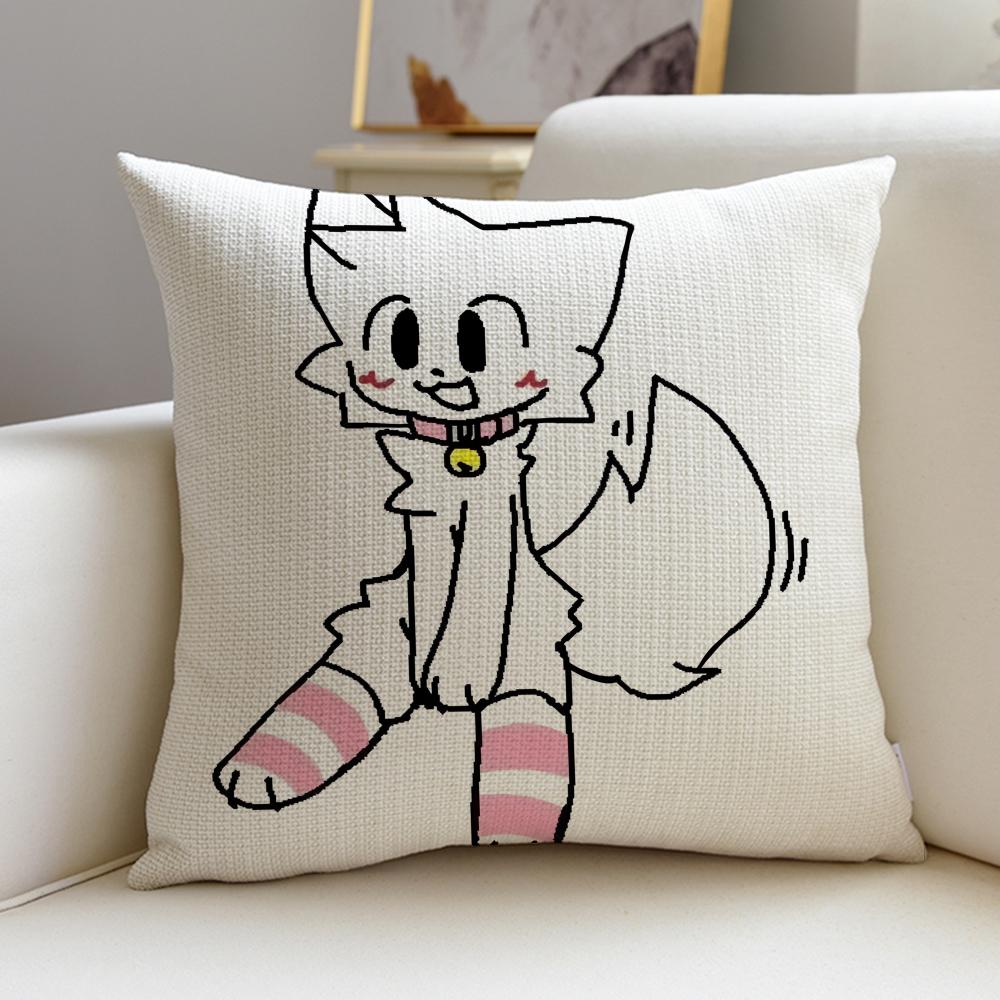 Cute BBoykisserS Cushion Cover Breathable and skinfriendly linen pillowcase square removable and washable cushion