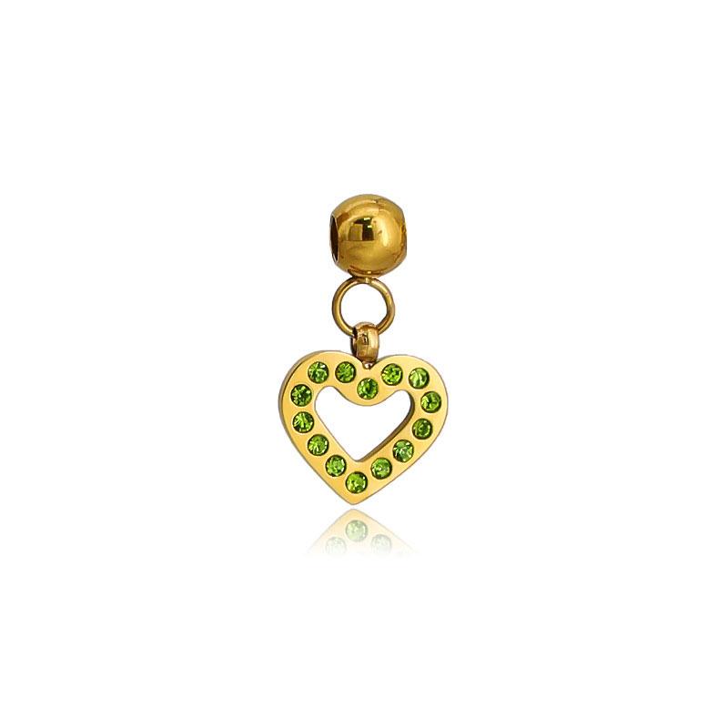 Luxury Junk Charms 316l 18k Stainless Steel Luxury Customize Heart Bracelet Charm for Jewelry Making