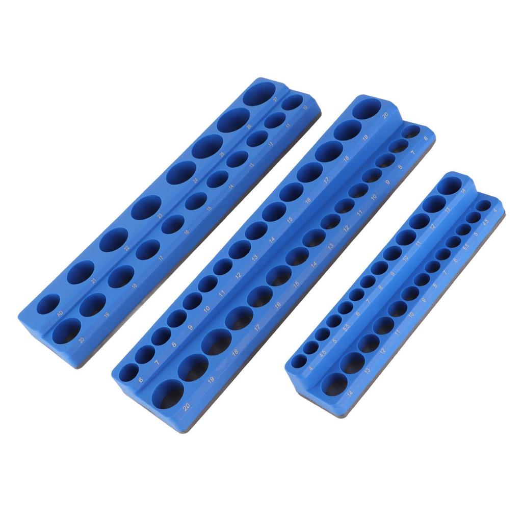 Magnetic Socket Holder, Socket Organizer Tray, Securely Holds and Organizes, 3 Pieces, 1/4", 3/8", and 1/2" (Metric)