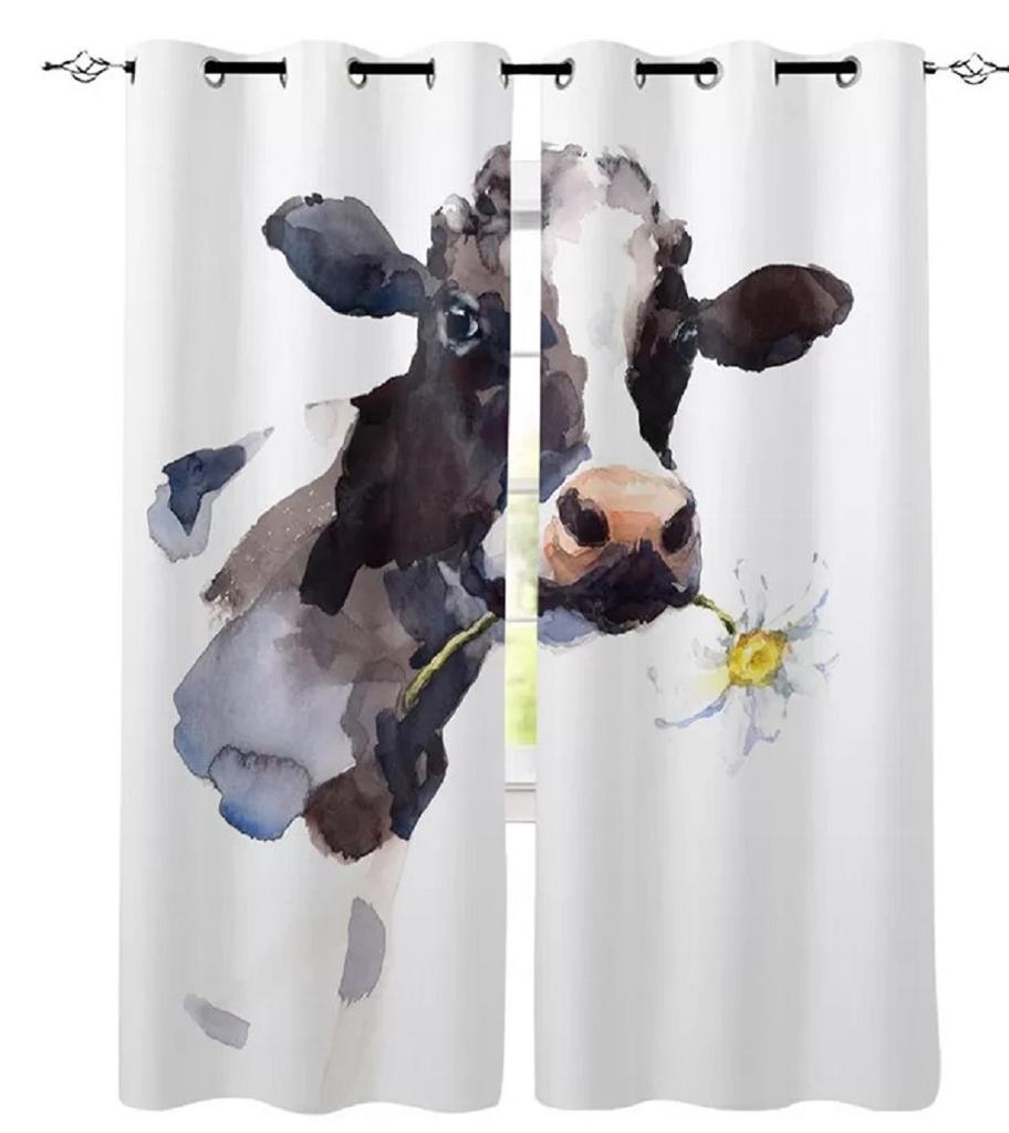 Kroužkové horní zatemňovací zatemňovací pokojové závěsy Vzor mléčná kráva pastvina pro ložnici Závěsy do obývacího pokoje Levý a pravý dvoudílný otevírací