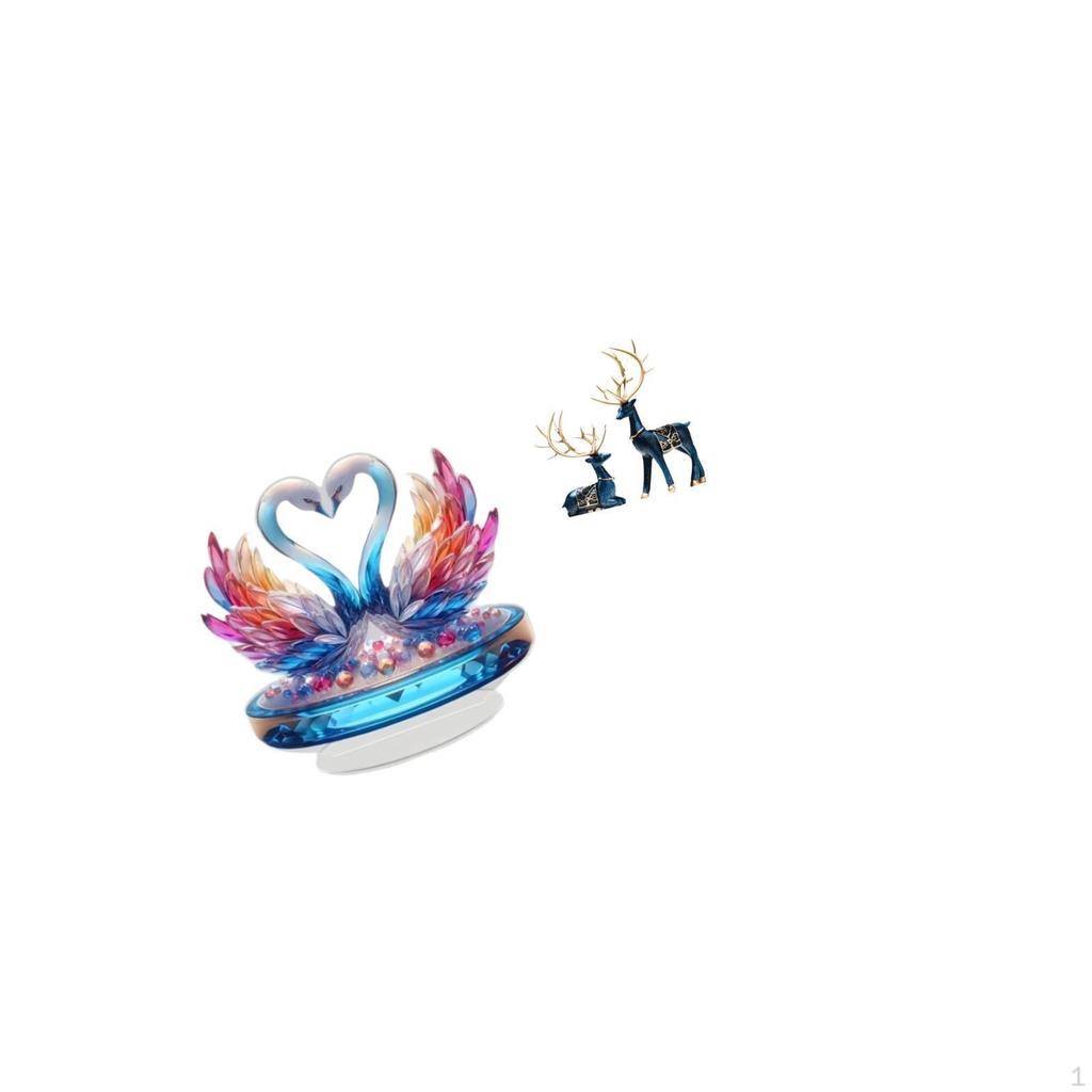 Acrylic Swan Reindeer Sculpture Statue Tabletop Centerpiece Cabinet Decoration Bookshelf Office