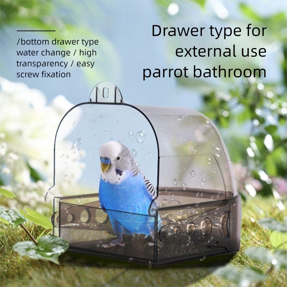 

Anti-Slip Parrot Bathtub Wall Mount Bird Bath Box Practical Bird Shower Box Pet Cage сірий