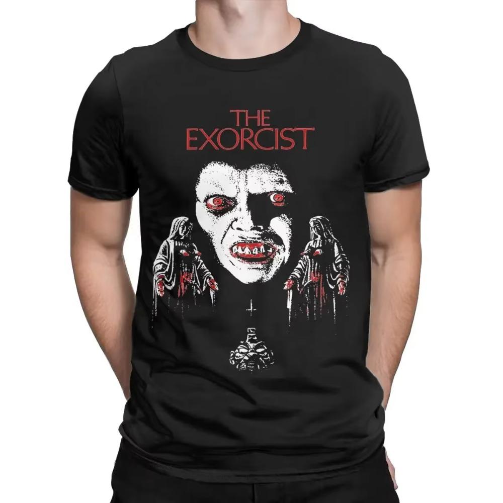 The Exorcist Horror T-Shirt for Men Novelty 100% Cotton Tee Shirt Round Neck Short Sleeve T Shirts Graphic Clothing