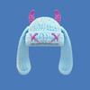 Japanese Popular Funny Devil Corner Crochet Knitted Beanie Hat Handmade Cute Long Ear Warm Cover Warm Wool Hat Spot