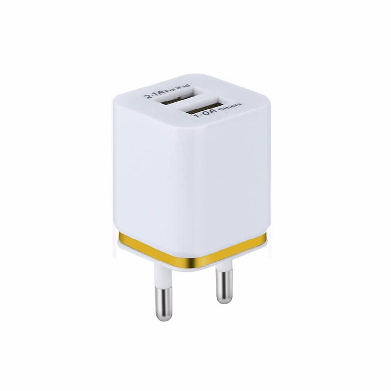 Dual Port 2-USB Mobile Phone Charger with EU/US Plug