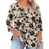 Blusa Floral Feminina Plus Size com Manga Três Quartos, Blusa Casual, Túnica de Corte Amplo para Primavera Verão, Uso Diário, Trabalho e Saídas