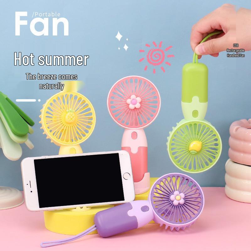USB Rechargeable Mini Flower Handheld Fan for Girls – Portable Summer Gift