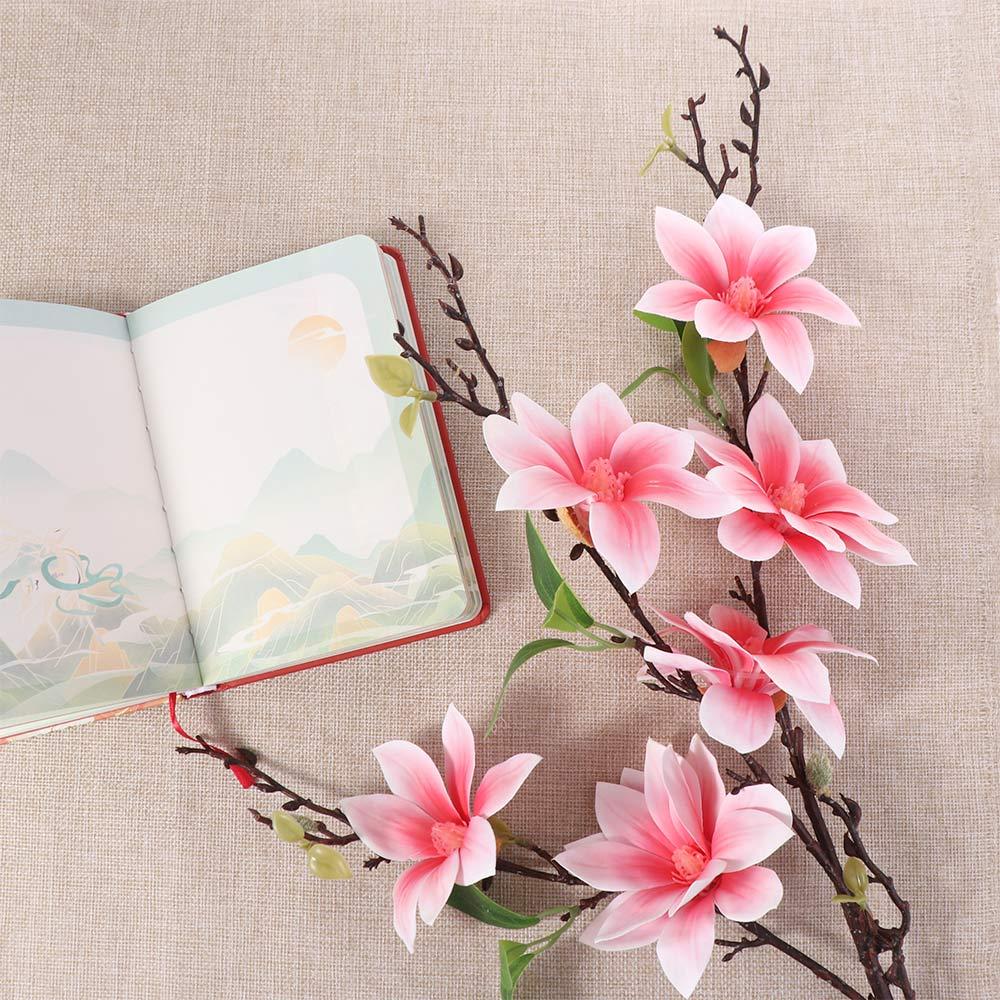 Real Touch Artificial Magnolia Branches Floral Art Fake Flower Living Room Desktop