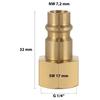 Embout pour air comprimé nw 7,2 avec filetage femelle 1/4" pour le raccordement à l'air comprimé