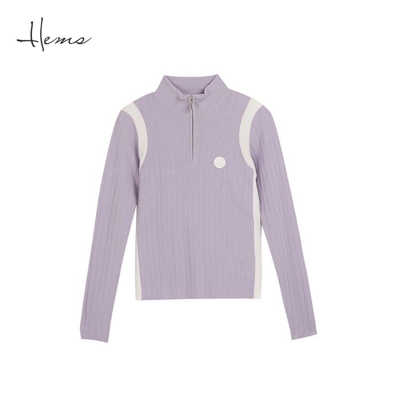 

Женский шерстяной свитер Haiermansi с цветными блоками и молнией до половины L