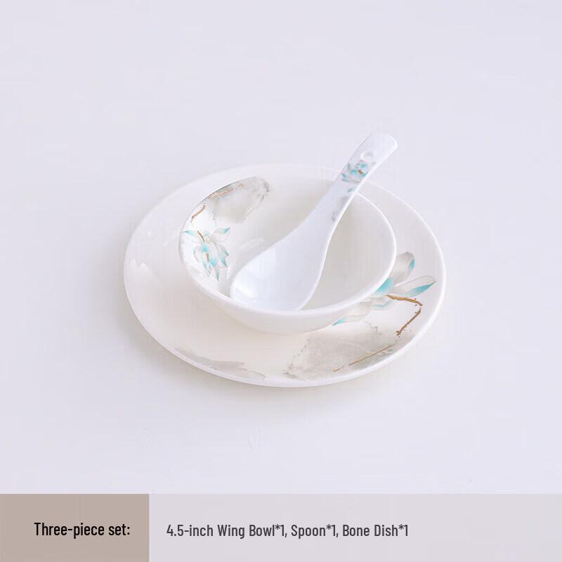 New Chinese Style White Lotus Ceramic Tableware Set