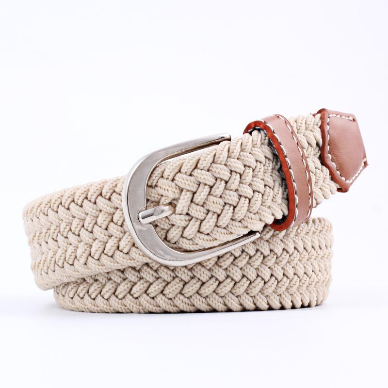Unisex Youth Elastic Woven Canvas Leather Belt