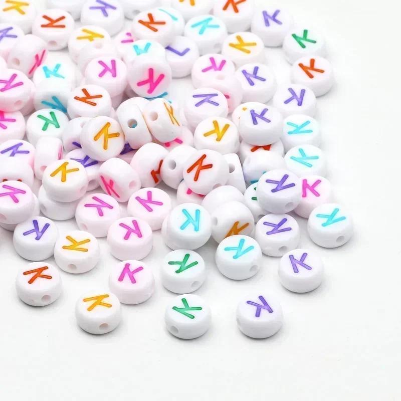 Acrylic A-Z 26 Letter Round Beads Colorful Alphabet Loose Spacer Beads For Jewelry Making Diy Bracelet Necklace Accessories