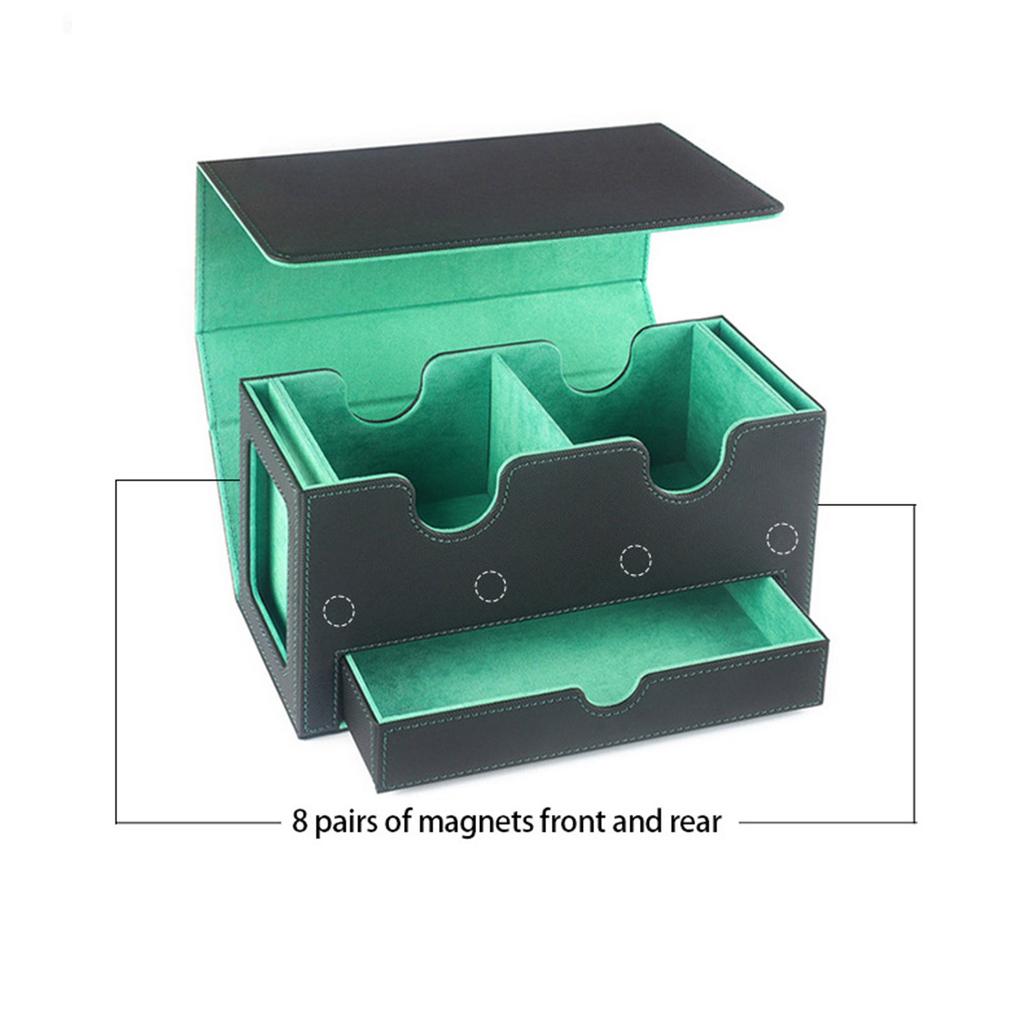 PU Leather Trading Card Deck Box Board Game Card Carrying Organizers Scratch Resistant Card Storage Case with Drawer