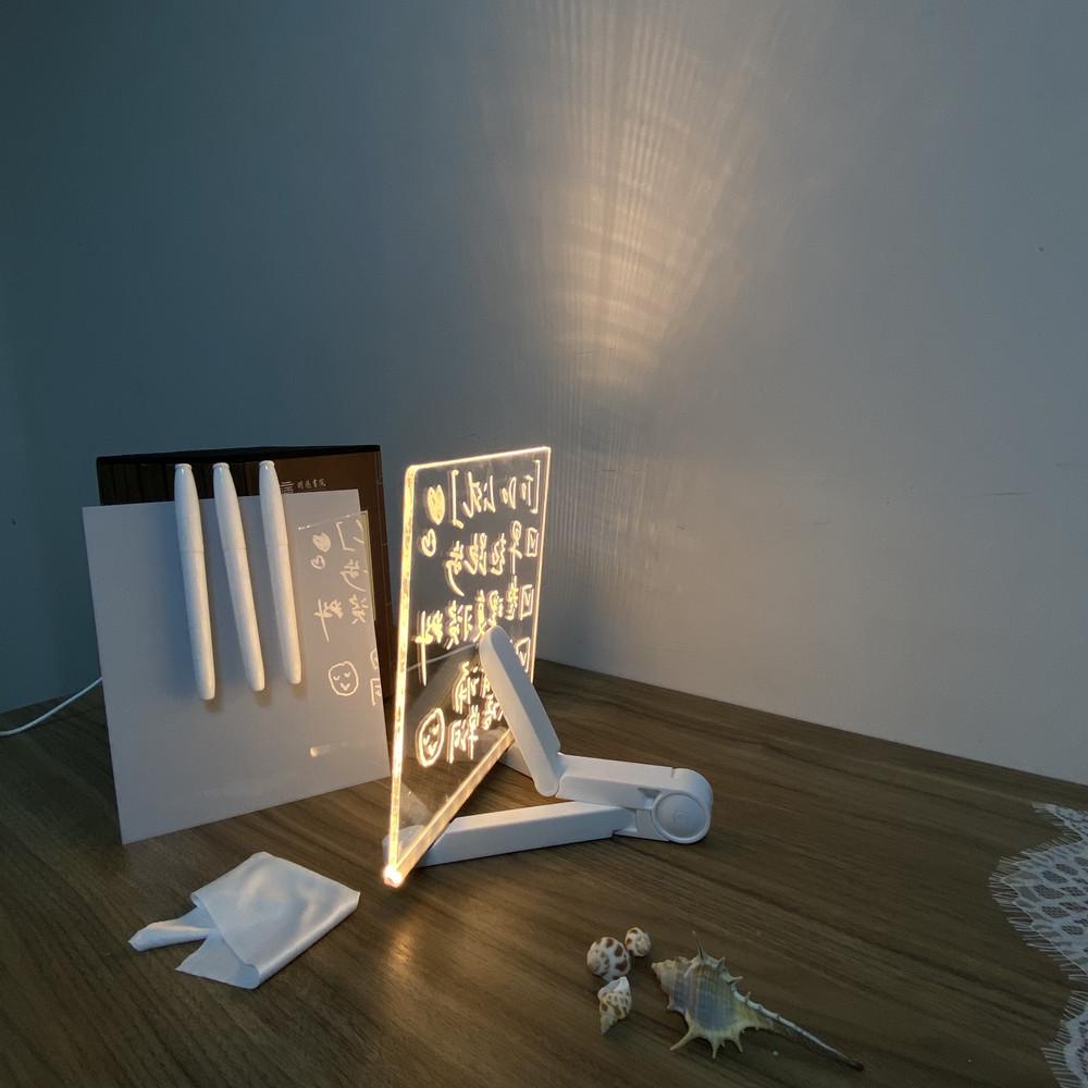 Erasable LED Luminous Acrylic Writing Board - Transparent & Fluorescent Blackboard/Whiteboard for Desktop Advertising.