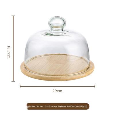 ZISIZ Bamboo & Glass Cake Stand with Dome