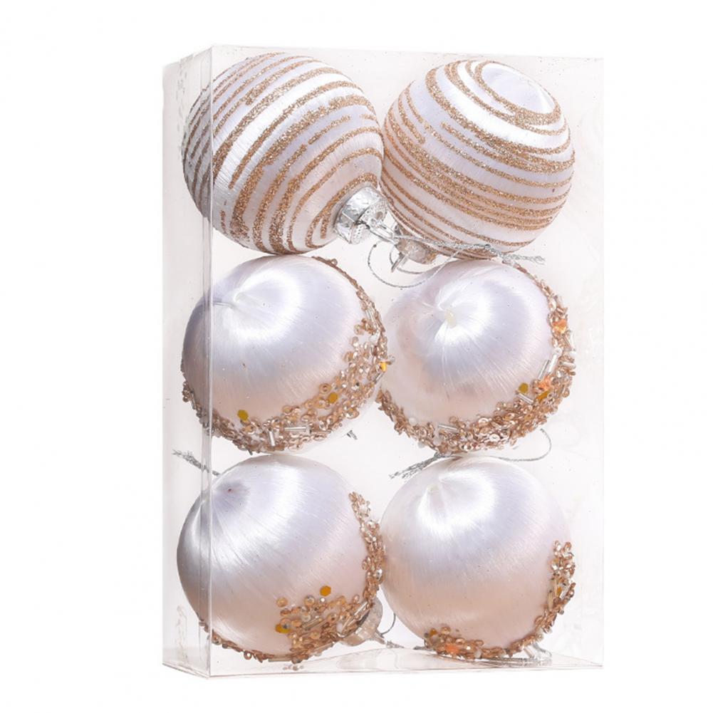 Unique Design Christmas Balls 2 Sizes 6cm 8cm Diameter Shatterproof Flocked Christmas Ornaments Balls Set for Xmas for Home