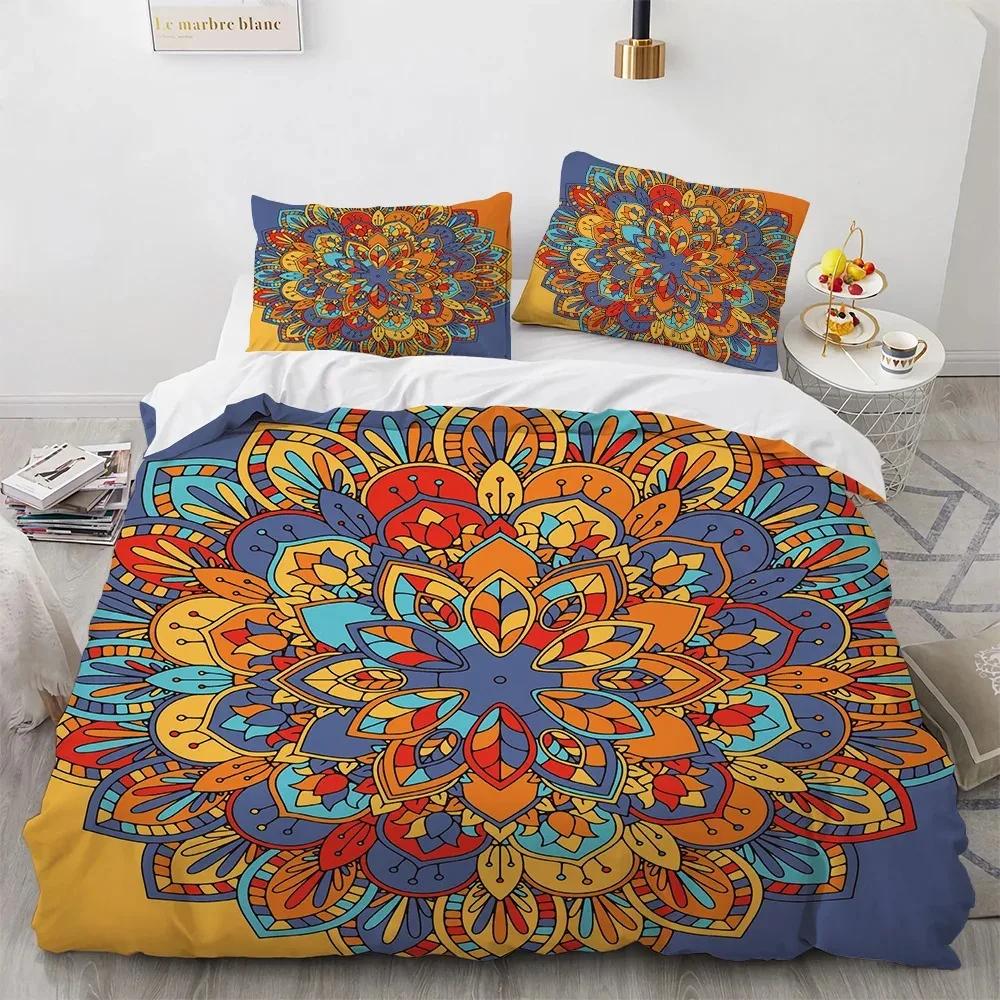 Bohemian Mandala King Queen Duvet Cover Boho Style Flower Bedding Set Adults Exotic Nordic Floral Polyester Quilt Cover