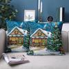 1 Pieces Christmas Cottage Pattern Decorative Throw Pillows Polyester pillowcase, sofa decorative cushion cov Headboard Pillow