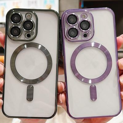 WykwintneDo iPhone'a 15 Galwanizowane Magnetyczne Ładowanie 15pro Etui na Telefon Komórkowy 11 Apple 14 Jednolity Kolor 13 Przezroczyste 12x