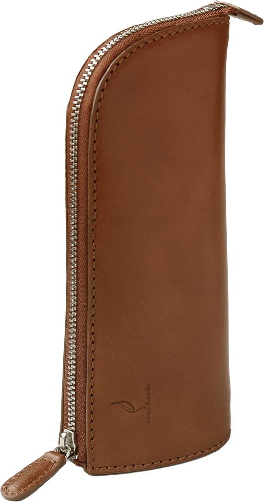 [mieno] Pencil Case, Pen Storage, Pen Holder, Freestanding, Genuine Cowhide Leather (Camel Brown)