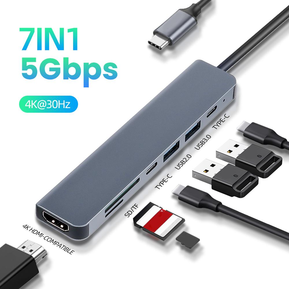 Buy 7 In 1 USB C TypeC HUB 4K 30Hz Type C to PD 100W