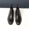 Fashionable High Top Shoes For Men Cowhide Leather Carved Round Teo Lace Up British Ankle Boots Mens Business Dress Trendy Shoes