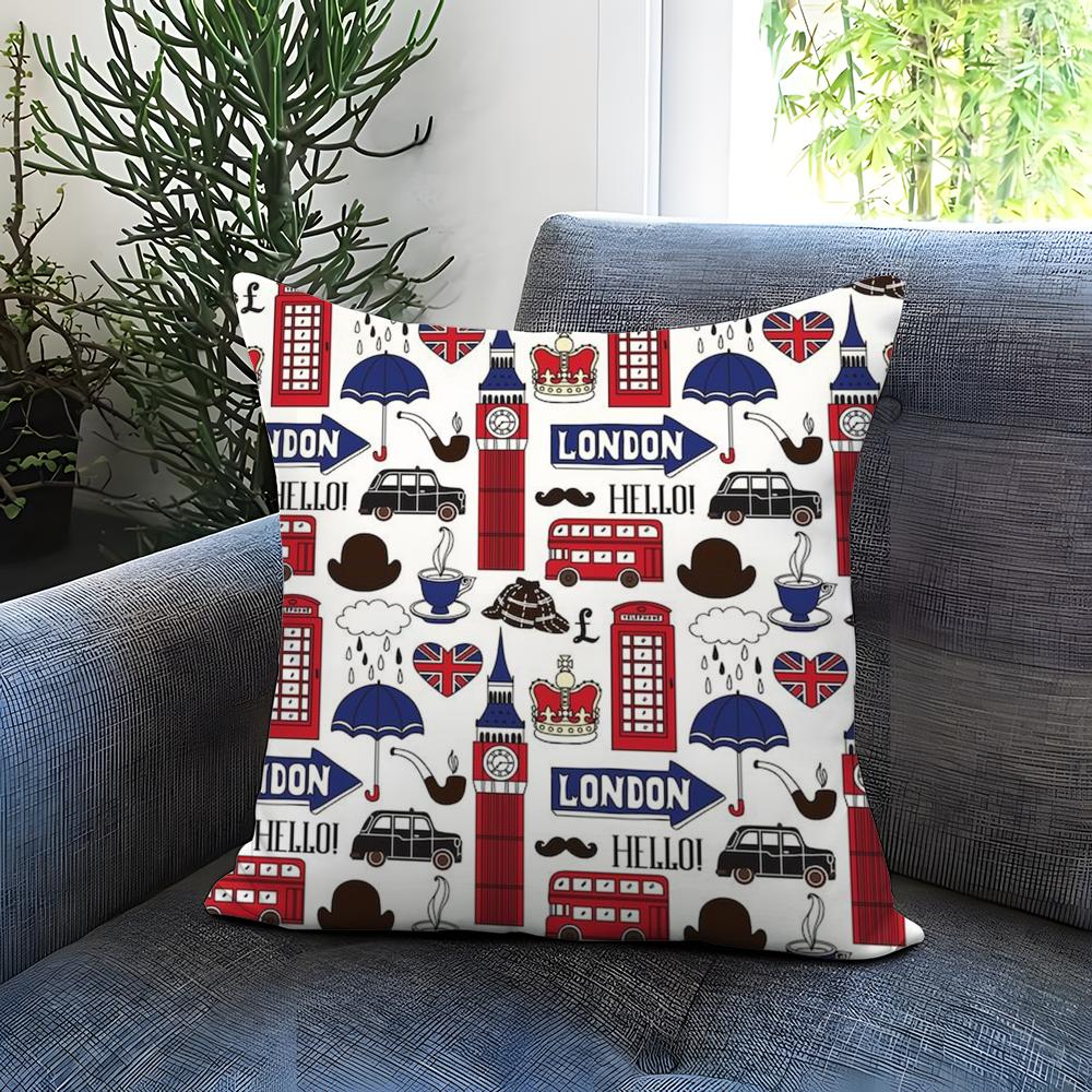 LOVE England Printed Cushion Cover Comfortable Reversible Pillow Cover Ideal for Car Sofa Bedroom & Beyond